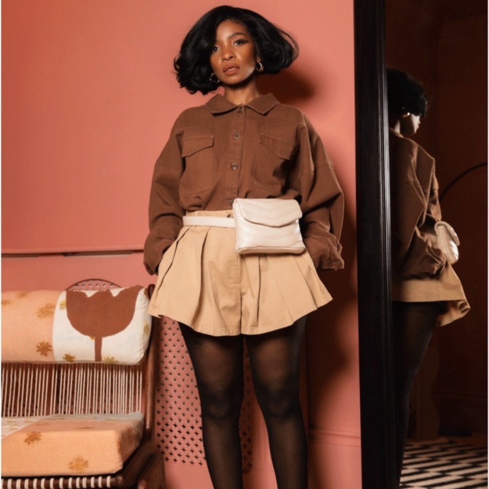 The Drop Women's Travertine Box-Pleated Shorts by @Takkunda